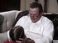 She is doing cheer practice at home Stepdad is happy