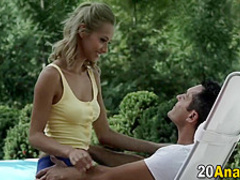 Slutty blonde babe gets butt fucked