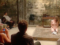 Brunette slut is fingered in public