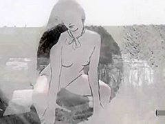 Beautiful French teen chick outdoor striptease session