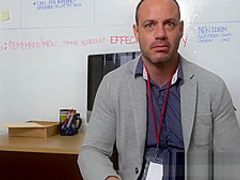 Hunky blindfolded guy fucked hard by his younger colleague