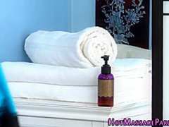 Slender latina masseuse sixtynines and tugs