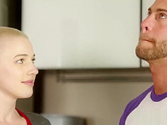 Sexy short haired MILF fucks so hard after massage