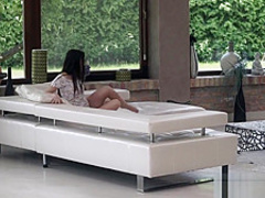 Flat chested brunette babe gets butt fucked