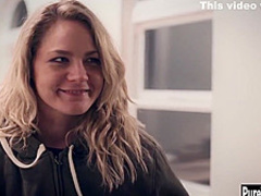 Crazy blonde MILF tricked naive guy after he seen her