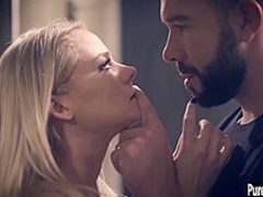 Crazy blonde MILF tricked naive guy after he seen her