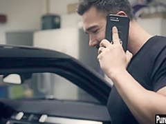 Crazy blonde MILF tricked naive guy after he seen her