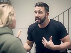 Crazy blonde MILF tricked naive guy after he seen her