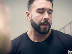 Crazy blonde MILF tricked naive guy after he seen her