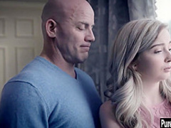 Sexy teen fucked by a perverted stepdad with huge dick