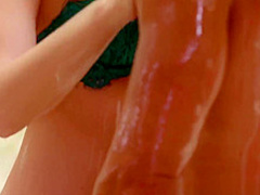 Pretty nuru babe fingered and fucked