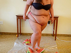 BBW Trampling and Food Squash on Slave's Body