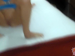 Two naughty lesbian girls invited a horny stranger to have a good fuck, in a hotel room