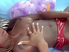 Black tgirl masturbates with passion