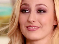 Svelte blonde teens lick each other