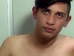 Bareback banged twink sucking two hard daddy dicks