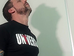 Bareback banged twink sucking two hard daddy dicks