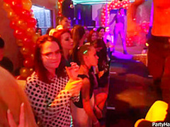 Naughty girls and horny guys are doing all kinds of sexy stuff, in the night club