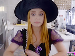 MILF mom tries to help stepsons boner and fucked hard