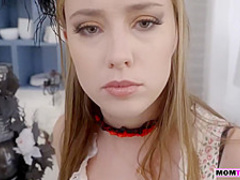 MILF mom tries to help stepsons boner and fucked hard