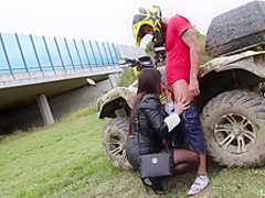 Kara Magic is getting a rear fuck in the nature, in the middle of the day