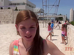 Kinky teen bitch with nice nails is sitting on the armchair and spreading her hairy pussy