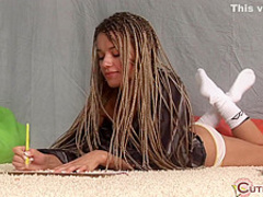 This young woman caresses herself for fun