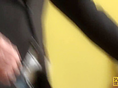 Creepy guy in a black suit likes his neighbor's hairy pussy more than he should