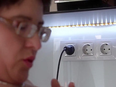 Jacquelin is sucking cock while fresh cum is dripping all over her face, like never before