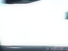 Horny woman got fucked in a bus station by two guys at the same time