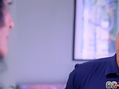 Mature woman with dark hair and big tits is having wild sex with her lover