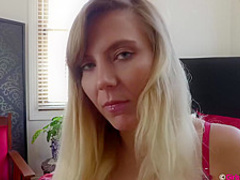 Stella is alone at home and in the mood to play with her pussy and tits