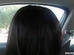 Skinny honey, Katya Rodriguez is licking her horny partner’s large penis, while in his apartment