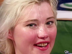 After a great blowjob, a hot blonde maid, Misha Mayfair got a nice facial cumshot