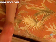 Cute girl is gently sucking her roommate's dick, while his girlfriend is out of town