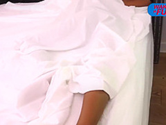 Ebony brunette, Nia Nacci is deepthroating like a real pro and riding a rock hard cock