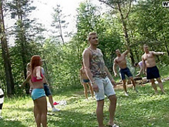 A big student orgy in the middle of the woods