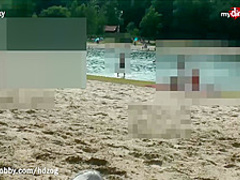 MyDirtyHobby - Teen redhead babe squirts on a public beach