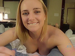 Kate England sucks dick in a POV style and gets it inside her dripping wet pussy