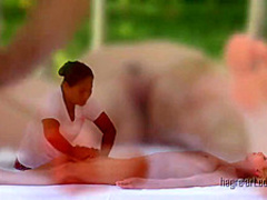 Young blonde goes for tropical touch massage