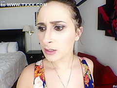 Sexy brunette in a floral dress got naked and sucked dick as deep as she could