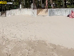 Abbey and Slava have fun outdoors