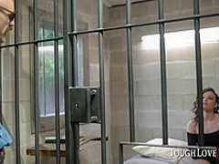 Gorgeous brunette knows how to fuck her way out of the jail, every single time