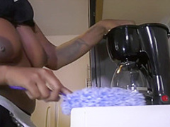 Sexy, ebony maid, Blu Magic is often having casual anal sex with her married employer