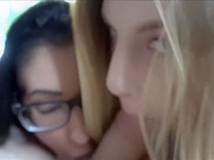 Kara Lee and Dava Fox are sucking dick and eating each others pussy, during a casual threesome