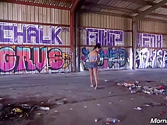 Horny brunette milf with small tits, Allie is naked and masturbating before getting fucked hard