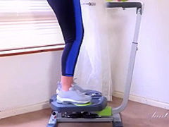 Naughty mature lady started with a workout routine and ended up masturbating, moaning and cumming