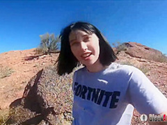 Frisky brunette, Malory Malibu is sucking cocks in various places and spreading up to get fucked