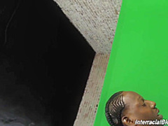 Brunette girl fucking niggas in green screen