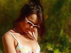 Dillion Harper plays with herself by the pool